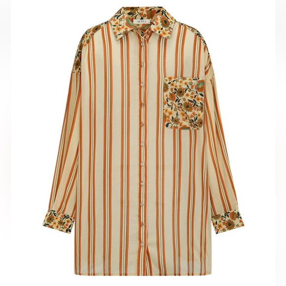 Spell Impala Lily Shirt Dress in Gold - Picture 8 of 11